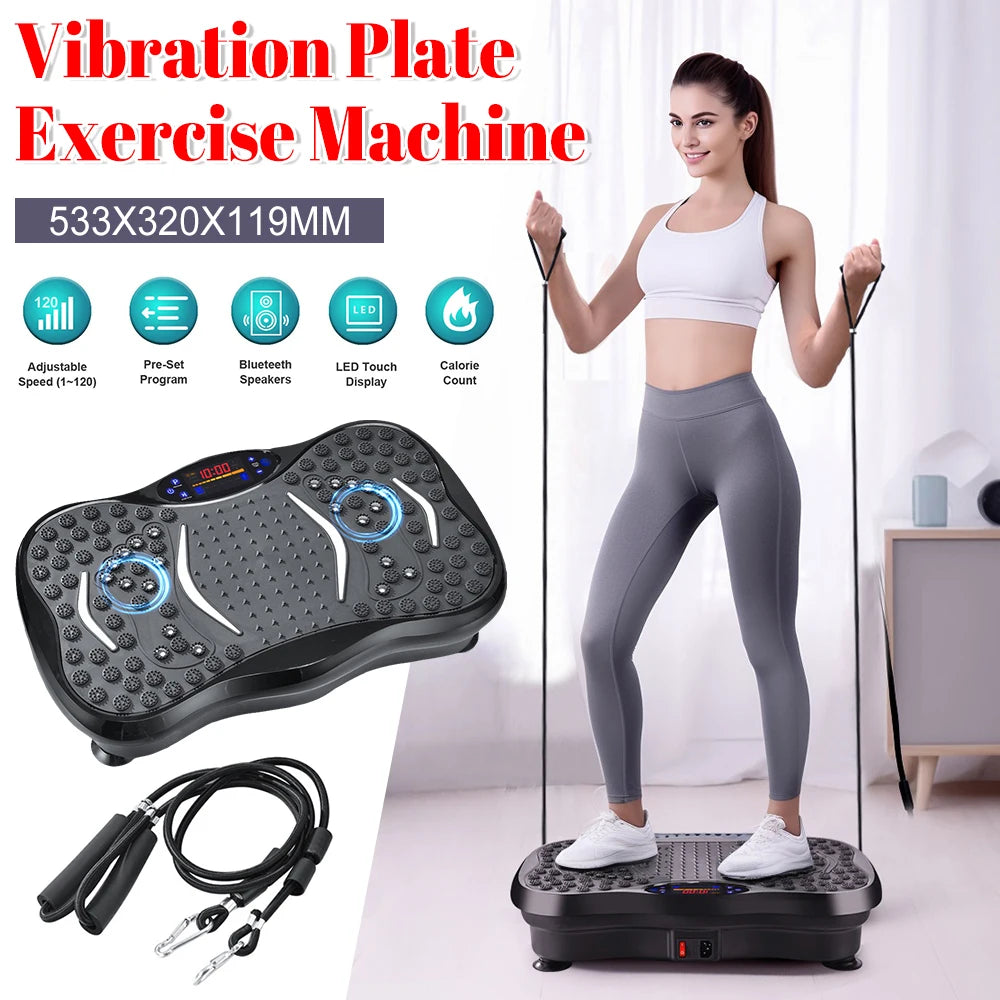 Vibration Plate Exercise Machine Bluetooth-Compatible Rhythm Full Body Shaker Weight Loss Fat Shaking Machines Adjustable Speed