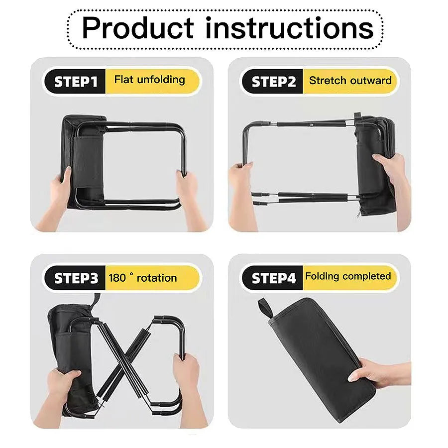 Outdoor hand-held folding stool, portable mini stool, pocket hand stool bag, camping small stool, fishing folding stool